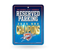 Rico Industries NBA Basketball Oklahoma City Thunder 2025 NBA Champions 8.5" x 11" Carbon Fiber Metal Parking Sign - Great for Man Cave, Bed Room, Office, Home Décor