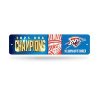 Rico Industries NBA Basketball Oklahoma City Thunder 2025 NBA Champions Metal Street Sign 4" x 15" Home Décor - Bedroom - Office - Man Cave