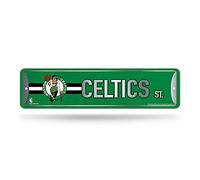 Rico Industries NBA Boston Celtics Home Décor Metal Street Sign (4" x 15") - Great for Home, Office, Bedroom, & Man Cave - Made,Silver