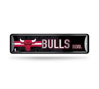 Rico Industries NBA Chicago Bulls Home Décor Metal Street Sign (4" x 15") - Great for Home, Office, Bedroom, & Man Cave - Made,Silver