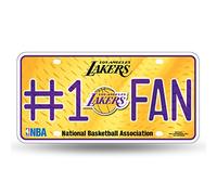 Rico Industries NBA Los Angeles Lakers #1 Fan Metal License Plate Tag, 6 x 11.5-inches