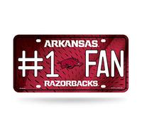 Rico Industries NCAA 1 Fan Metal License Plate Tag, Arkansas Razorbacks