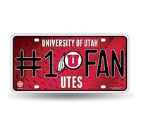 Rico Industries NCAA 1 Fan Metal License Plate Tag, Utah Utes