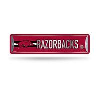Rico Industries NCAA Arkansas Razorbacks Home Décor Metal Street Sign (4" x 15") - Great for Home, Office, Bedroom, & Man Cave - Made