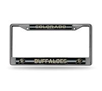 Rico Industries NCAA Bling Chrome License Plate Frame with Glitter Accent, Colorado Buffaloes, 6 x 12.25-inches
