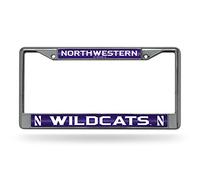 Rico Industries NCAA Bling Chrome License Plate Frame with Glitter Accent, Northwestern Wildcats