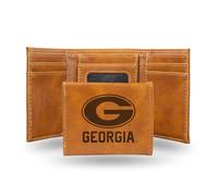 Rico Industries NCAA Georgia Bulldogs Standard Brown Laser Engraved Faux Leather Tri-Fold Wallet - Men's Accessory
