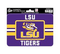 Rico Industries NCAA LSU Tigers Stripes Magnetic Picture Frame (5"x6.75") & Magnet Combo Set - Home Décor - Regrigerator, Office, Kitchen