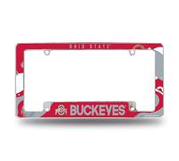 Rico Industries NCAA Ohio State Buckeyes Wave 12" x 6" Chrome All Over Automotive License Plate Frame for Car/Truck/SUV