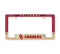 Rico Industries NCAA Oklahoma Sooners Two-Tone 12" x 6" Chrome All Over Automotive License Plate Frame for Car/Truck/SUV