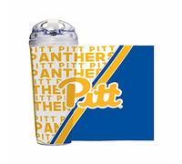Rico Industries NCAA Pitt Panthers Standard 24oz Acrylic Tumbler with Hinged Lid, Officially Licensed Double Wall Tumbler with Straw