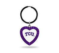 Rico Industries NCAA TCU Horned Frogs NCAA Rhinestone Heart Colored Keychain, Purple, 3-inches in length