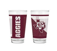 Rico Industries NCAA Texas A&M Aggies 16 oz Pint Glasses with Digitally Printed Logo, Practical Set of 2 Classic Drinking Glasses, for Fans, Dishwasher Safe