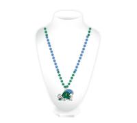Rico Industries NCAA Tulane Green Wave Team Color Bead Necklace With Molded Medallion - Great Game Day Accessory 3" x 24"