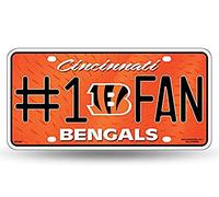 Rico Industries NFL 1 Fan Metal License Plate Tag, Cincinnati Bengals, 6 x 11.5-inches
