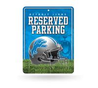 Rico Industries NFL 8.5-Inch by 11-Inch Metal Parking Sign Décor, Detroit Lions, 8.5 x 11-inches