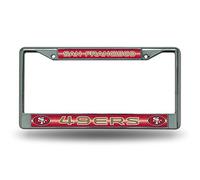 Rico Industries NFL Bling Chrome License Plate Frame with Glitter Accent, San Francisco 49ers
