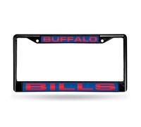 Rico Industries NFL Buffalo Bills Laser Cut Inlaid Standard Chrome License Plate Frame, 6" x 12.25", Black