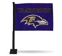 Rico Industries NFL Car Flag including Pole, Baltimore Ravens - Purple Team Color, 16 x 19.5-inches