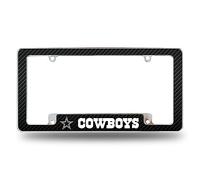 Rico Industries NFL Dallas Cowboys Carbon Fiber 12" x 6" Chrome All Over Automotive License Plate Frame for Car/Truck/SUV