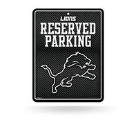 Rico Industries NFL Detroit Lions Metal Parking Sign 8.5" x 11" Carbon Fiber Metal Parking Sign - Great for Man Cave, Bed Room, Office, Home Décor