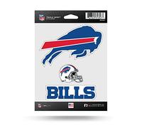 Rico Industries NFL Die Cut 3-Piece Triple Spirit Sticker Sheet, Buffalo Bills, 5 x 7-inches