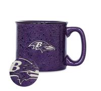 Rico Industries NFL Football Baltimore Ravens 15 oz Speckle Camper Coffee Mug, Deep Laser Engraved Logo, Ceramic Camping Mug, Speckle Glaze, CFS0701PR