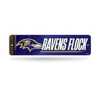 Rico Industries NFL Football Baltimore Ravens Metal Street Sign 4" x 15" Home Décor - Bedroom - Office - Man Cave