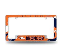 Rico Industries NFL Football Denver Broncos Wave 12" x 6" Chrome All Over Automotive License Plate Frame for Car/Truck/SUV