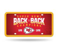 Rico Industries NFL Football Kansas City Chiefs 2024 Super Bowl LVIII Champions Metal Auto Tag 6" x 12" - Great for Truck/Car/SUV