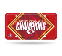 Rico Industries NFL Football Kansas City Chiefs 2024 Super Bowl LVIII Champions Metal Auto Tag 6" x 12" - Great for Truck/Car/SUV