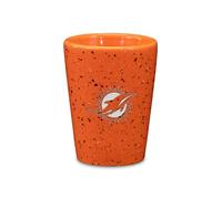 Rico Industries NFL Football Miami Dolphins 2oz Ceramic Shot Glass for Fans, Laser Engraved in Team Color Single Shot Glass