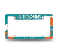 Rico Industries NFL Football Miami Dolphins Wave 12" x 6" Chrome All Over Automotive License Plate Frame for Car/Truck/SUV