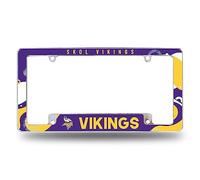 Rico Industries NFL Football Minnesota Vikings Wave 12" x 6" Chrome All Over Automotive License Plate Frame for Car/Truck/SUV