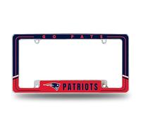 Rico Industries NFL Football New England Patriots Two-Tone 12" x 6" Chrome All Over Automotive License Plate Frame for Car/Truck/SUV
