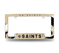Rico Industries NFL Football New Orleans Saints Wave 12" x 6" Chrome All Over Automotive License Plate Frame for Car/Truck/SUV