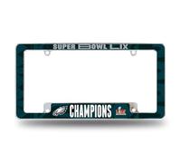 Rico Industries NFL Football Philadelphia Eagles 2025 Super Bowl LIX Champions 12" x 6" Chrome All Over Automotive License Plate Frame for Car/Truck/SUV