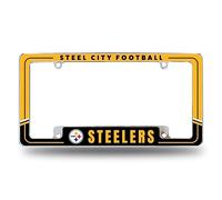 Rico Industries NFL Football Pittsburgh Steelers Two-Tone 12" x 6" Chrome All Over Automotive License Plate Frame for Car/Truck/SUV