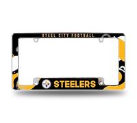Rico Industries NFL Football Pittsburgh Steelers Wave 12" x 6" Chrome All Over Automotive License Plate Frame for Car/Truck/SUV