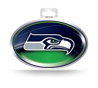 Rico Industries NFL Football Seattle Seahawks Metallic Oval Sticker, 3.75" x 5.75"