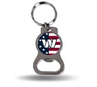 Rico Industries NFL Football Washington Commanders Patriotic Metal Keychain - Beverage Bottle Opener With Key Ring - Pocket Size