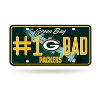 Rico Industries NFL Green Bay Packers #1 DAD Metal Tag (#1 Fan) #1 Fan Metal Auto Tag 8.5" x 11" - Great for Truck/Car/SUV