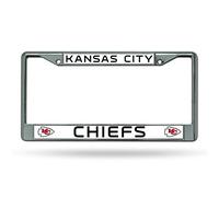Rico Industries NFL Kansas City Chiefs Standard Chrome License Plate Frame, 6 x 12.25-inches