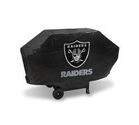 Rico Industries NFL Las Vegas Raiders Black Deluxe Grill Cover Deluxe Vinyl Grill Cover - 68' Wide/Heavy Duty/Velcro Staps