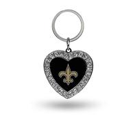 Rico Industries NFL New Orleans Saints Metal Rhinestone Heart Keychain, 1.38 x 3