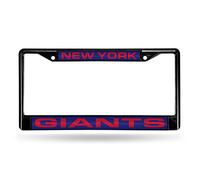Rico Industries NFL New York Giants Laser Cut Inlaid Standard Chrome License Plate Frame, Black