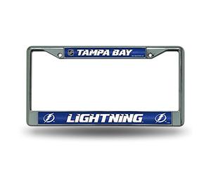 Rico Industries NHL Bling Chrome License Plate Frame with Glitter Accent, Tampa Bay Lightning
