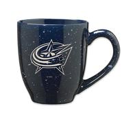 Rico Industries NHL Hockey Columbus Blue Jackets Navy 16 oz Team Color Laser Engraved Speckled Ceramic Coffee Mug