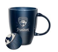 Rico Industries NHL Hockey Florida Panthers Sunburst Navy 18oz Laser Engraved Ceramic Lustre Mug