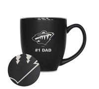 Rico Industries NHL Hockey Minnesota Wild #1 Dad 15oz Laser Engraved Matte Black Ceramic Bistro Mug - for Hot or Cold Drinks